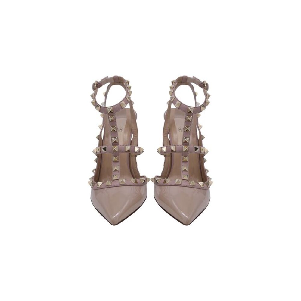 Valentino Garavani Rockstud Sandals in Beige Patent Leather - Picture 4 of 8